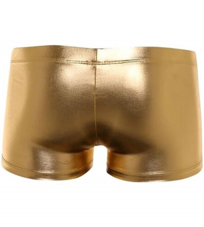Briefs Mens Metallic Shiny Underpant Boxer Shorts Lace up Underwear Brief Bikinis - Gold - C8189X7DZU8 $15.70