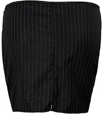 Bustiers & Corsets Women's Sexy Corsets Zipper Front Striped Body Shapers Plus Size Black Bustier Sets - C01865MYI4M $17.84