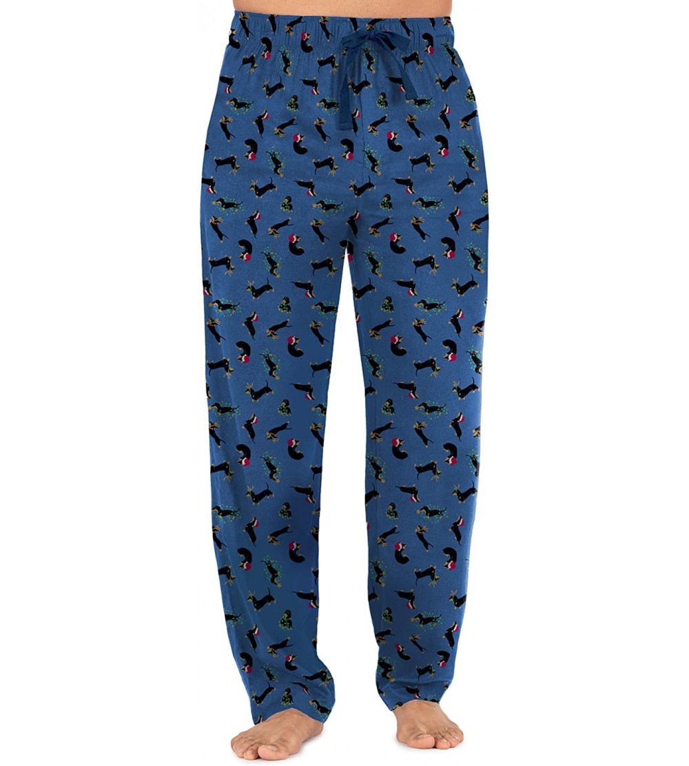 Sleep Bottoms Men's Flannel Pajama Pant - Blue/Dogs - CG18DODMDUS $14.69