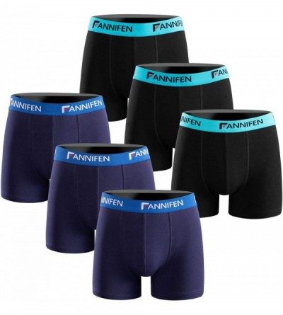 Trunks Underwear for Men Cotton Boxer Briefs 6 Pack Breathable Trunks Tagless Stretch - Black-blue&navy-dark Blue - C118Y02O3...