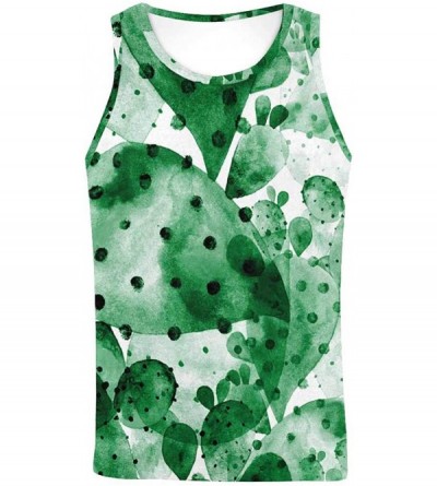 Undershirts Men's Muscle Gym Workout Training Sleeveless Tank Top Watercolor Colorful Seahorse - Multi7 - CB19DW7TACS $57.29