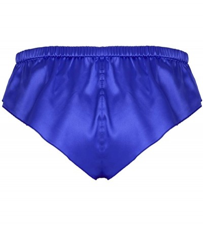 Bikinis Men Satin Shiny Sissy Panties High Cut Bikini Thong G-String Underwear Underpants Lingerie - Blue - CT18W8A70E3 $19.00