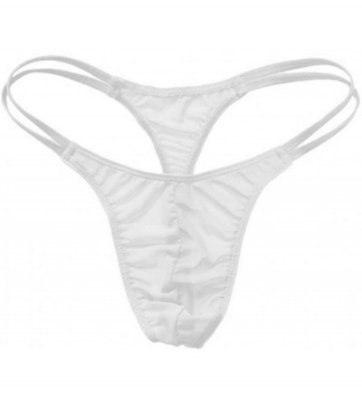 G-Strings & Thongs Men's Fashion Sretch G-String T-Back Micro Thong Briefs Underwear - White - CE196QWUWKC $12.07