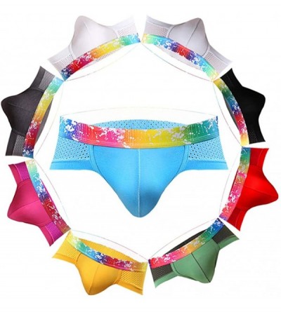G-Strings & Thongs Mens Casual Sexy Thong Underwear 3-Pack Briefs- Rainbow Style - Rainbow Style12 - CH18Q7INI2Z $23.18