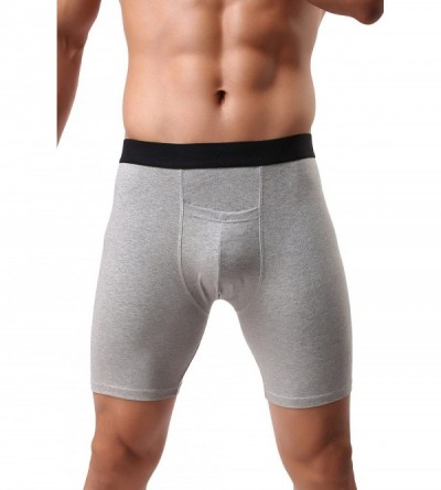 Boxer Briefs Men Underwear Cotton Stretch Boxer Brief Double Crotch 3-Pack - Gray2 - C019329XU3Q $13.14