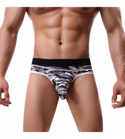 G-Strings & Thongs Men's Sexy Triangle Underwear Elephant Nose Bulge Pouch Elastic Spandex Trunks Thong Underpants - Grey Cam...
