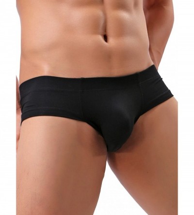 Briefs Men's Seamless Front Pouch Briefs Sexy Low Rise Men Cotton Underwear - Black1 - CM18CYMGQEY $9.21