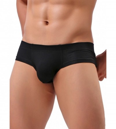 Briefs Men's Seamless Front Pouch Briefs Sexy Low Rise Men Cotton Underwear - Black1 - CM18CYMGQEY $9.21