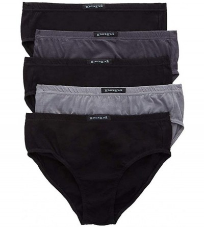 Briefs Men Underwear Pack X5-150 B Solids - Low Rise Briefs Cotton - 957 - Black / Grey - C518YANQ80X $26.25