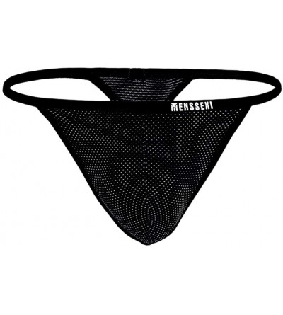G-Strings & Thongs Men's Sexy G-String Breathable Hole Underwear Bikini Low Rise Pouch Briefs Multi Pack - Black - CN18AGH40Y...