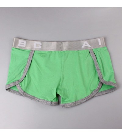 Boxer Briefs Men's Cotton Comfy Boxer Shorts Briefs Side Split - Green - C6185GGDWA0 $8.55