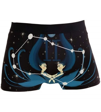 Boxer Briefs Mens No Ride-up Underwear Boxer Briefs - Constellation Zodiac Sign Gemini - C518YDGG38E $35.57
