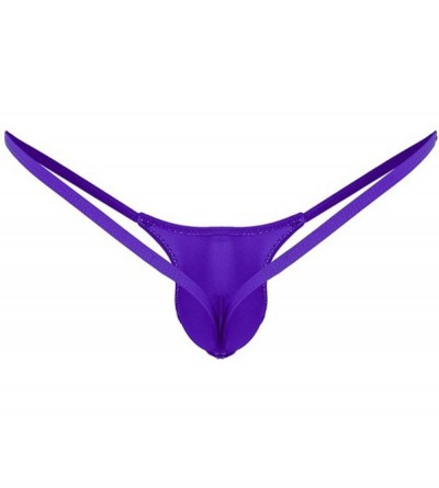 G-Strings & Thongs Sexy Men's Underwear Thong Jockstrap Thong Underwear T Back G-String Thongs - Purple - CA18UTWRXYI $7.91