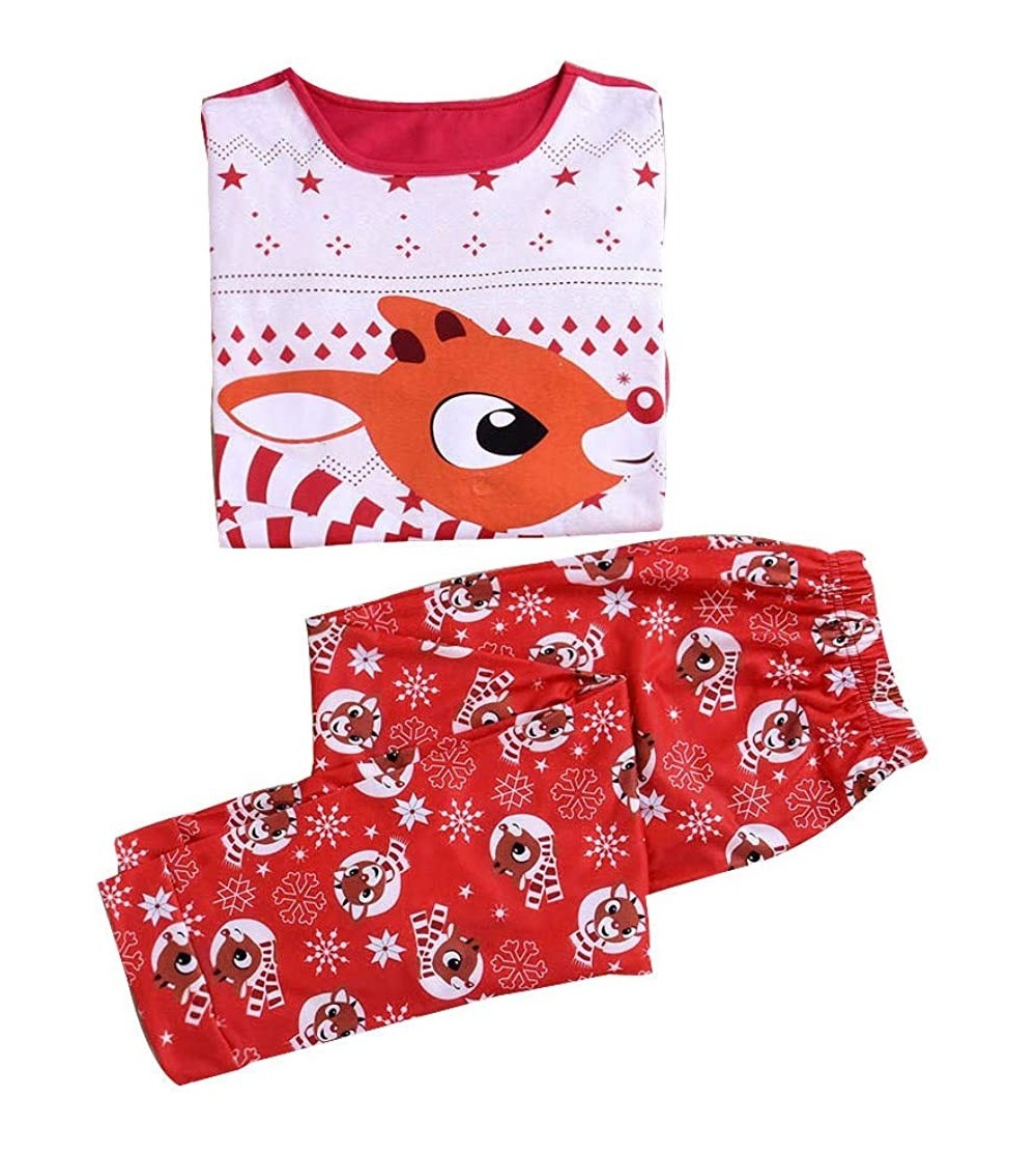 Sleep Sets Classic Matching Family Pajamas- Xmas Matching Pajamas Christmas Elk Printed Red Blouse + Pants Pajamas for Family...