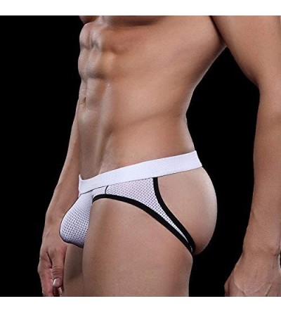 Briefs Men Sexy Underwear Shorts Solid Underpants Pouch Soft Cotton Briefs Panties G-String Bikini Briefs - White - CF19DS62T...