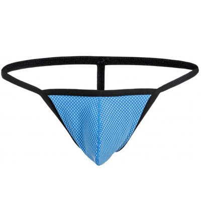 G-Strings & Thongs Men's Low Waist Thong Underwear Ice Silk U Convex Fashion Pants - Blk+red+blu+wht - CB1925WS7UZ $21.83