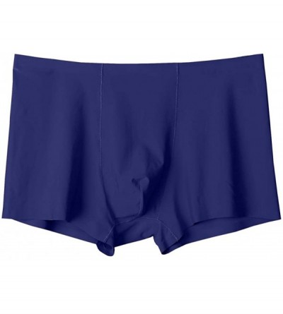 Boxer Briefs Men's Underwear Boxer Briefs Ice Silk Knickers Soft Shorts Four-Corner Briefs - Blue - CC18X87ATHI $11.01