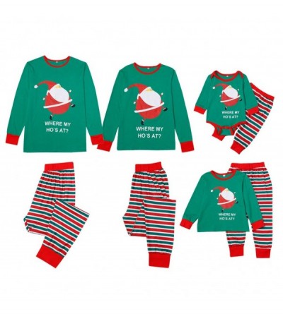 Sleep Sets Matching Family Pajamas Sets Christmas PJ's with Cute Santa Printing Long Sleeve Tee and Striped Pants Loungewear ...