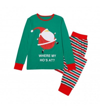 Sleep Sets Matching Family Pajamas Sets Christmas PJ's with Cute Santa Printing Long Sleeve Tee and Striped Pants Loungewear ...