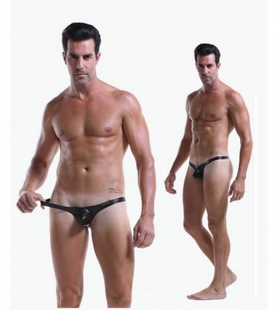 G-Strings & Thongs Men's Sexy Leather Thong Underwear Swimwear 2-Pack-d-L - D - CR18AL25CDC $30.38