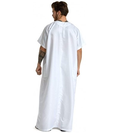 Robes Men Long Sleeve Islamic Muslim Middle East Maxi Robes Pantsuit Kaftan - White-a - CA18SYS7SS9 $28.48