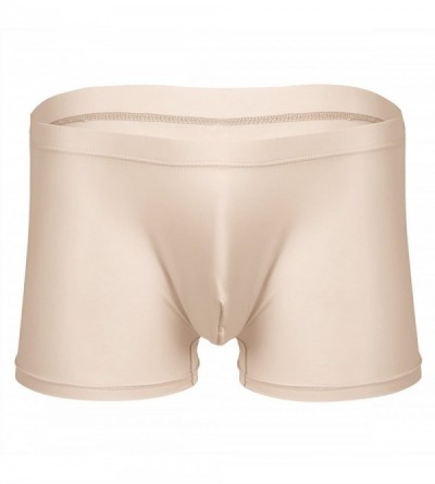 Boxer Briefs Men's Sexy Ice Silk Boxer Briefs Underwear Seamless Breathable Short Leg Underpants - Nude - CJ18Q22US34 $14.45