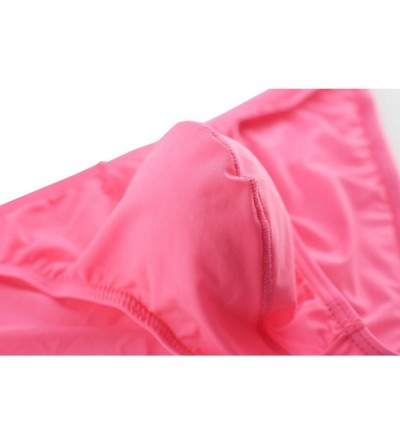 Briefs Men Briefs Ice Silk Low Rise Bikini Briefs and Breathable Underwear D8071 - 1-pack Pink - CL192TGE9TN $19.14