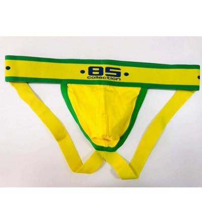 Briefs Men's Cotton Jockstrap Underwear Premium Performance Jock Strap Thong - Yellow - CN19DG2HXN7 $14.20