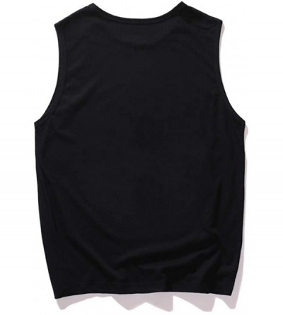 Shapewear Men Solid Color Sport Vest Lightweight Patchwork Sleeveless Tops Tee T-Shirt - Black - CQ19CAOASIW $12.06