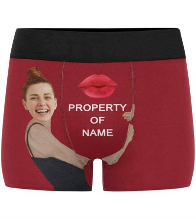 Boxers Custom Face Boxers Red Lip Property of Name Watermelon Red Personalized Face Briefs Underwear for Men - Multi 8 - CD18...