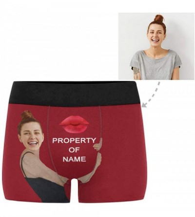 Boxers Custom Face Boxers Red Lip Property of Name Watermelon Red Personalized Face Briefs Underwear for Men - Multi 8 - CD18...