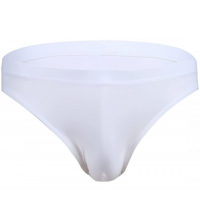 Briefs Men's Soft Solid Color Low Rise Bulge Pouch Bikini Briefs Underwear Seamless Shorts - White - CF18XXEN6Y8 $18.77