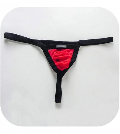 G-Strings & Thongs Men Sexy Underwear Mesh G Strings Thongs Transparent See Through T Back Underpants Briefs M L XL - Red - C...