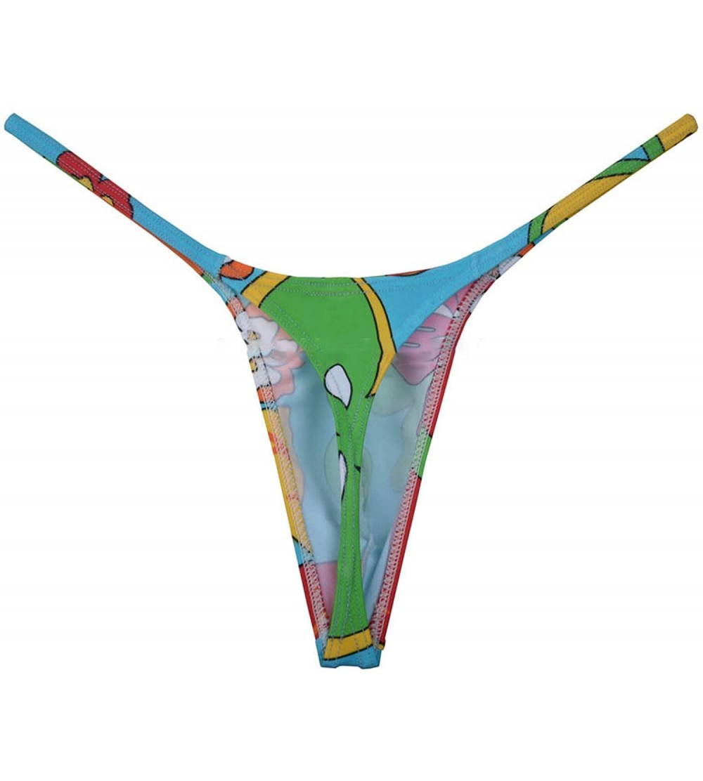 Men Micro Cut Slim Sport Thongs Underwear Tangas Printed Diamond Back G  Strings Swim Nylon Shorts Jockss - Chrysanthemum - CB198ZREEHG