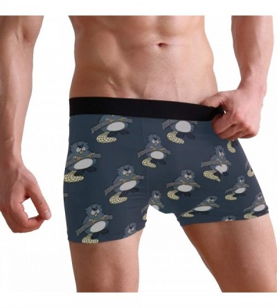 Boxer Briefs Mens Boxer Briefs Underwear Breathable Pouch Soft Underwear - Funny Beaver Seamless Pattern - CE18ARKA398 $15.50