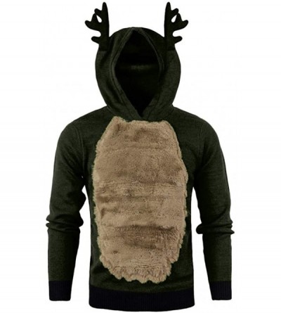 Thermal Underwear Men Reindeer Christmas Pullover-Autumn Winter Xmas Hoody Hooded 3D Blouse Top Casual Sweatshirt ANJUNIE - A...