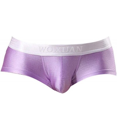 Briefs Men Underwear Brushed Light Stretch High Fork Briefs Sexy Sports Underpants - Purple - C218S33GLL8 $9.14