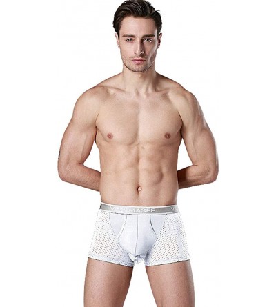 Boxer Briefs Men's Boxer Briefs with Separate Dual Pouch Fly Breathable Soft Mesh Cotton Underwear (1pc) - White - CK18TU39LQ...
