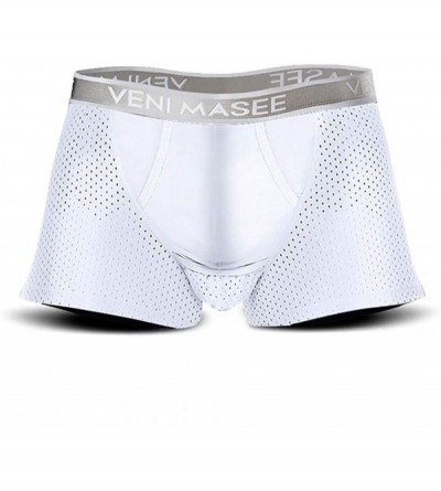 Boxer Briefs Men's Boxer Briefs with Separate Dual Pouch Fly Breathable Soft Mesh Cotton Underwear (1pc) - White - CK18TU39LQ...