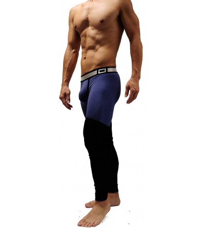 Thermal Underwear Mens Cotton Pouch Long Underwear Long Johns - Dark Blue - C718859OC5G $19.32