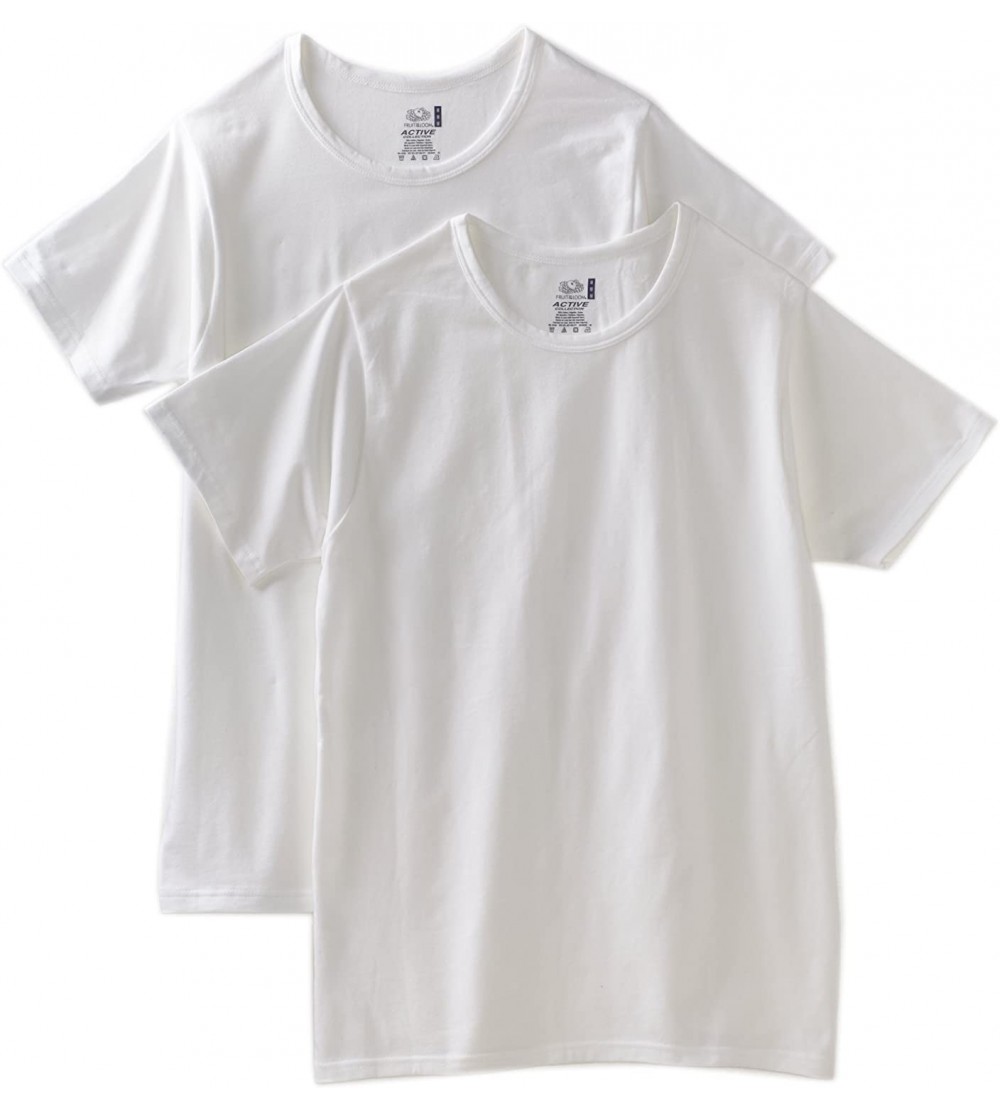 Undershirts Men's Active Crew Undershirt(Pack of 2) - White - CC116HD7SQ5 $19.03