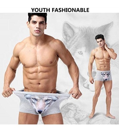 Boxers Mens Boxer Briefs Underwear Comfortable Fashionable Wolf Boxers 3D Printing Men Pack - Gray*2+black+red - C618AUO80AS ...