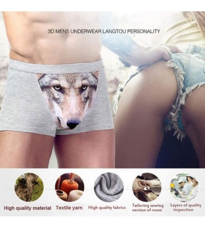 Boxers Mens Boxer Briefs Underwear Comfortable Fashionable Wolf Boxers 3D Printing Men Pack - Gray*2+black+red - C618AUO80AS ...