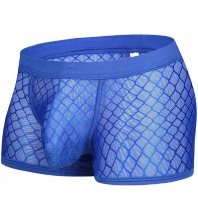 Boxer Briefs Men's Briefs Soft Mesh Underpants See-Through Underwear - Blue - CQ18I0CK227 $19.84