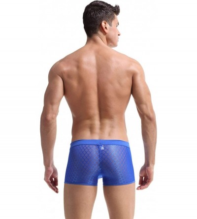 Boxer Briefs Men's Briefs Soft Mesh Underpants See-Through Underwear - Blue - CQ18I0CK227 $12.63