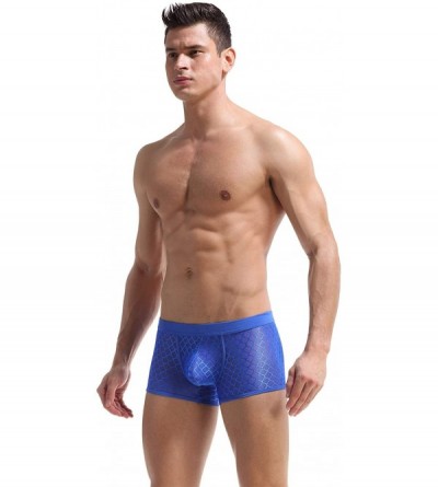 Boxer Briefs Men's Briefs Soft Mesh Underpants See-Through Underwear - Blue - CQ18I0CK227 $12.63