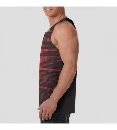 Undershirts Men's Fashion Sleeveless Shirt- Summer Tank Tops- Athletic Undershirt - Red Black Plaid - C919D8IKZI8 $20.51