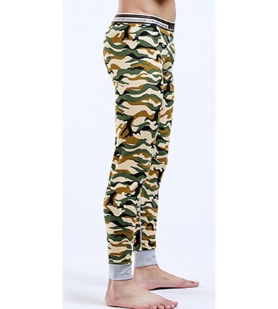 Thermal Underwear Men's Cotton Camouflage Compression Thermal Long Johns Pants - Yellow - CV12MZOJT8H $16.81