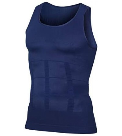 Shapewear Men's Body Shaper Slimming Shapewear Shirt Compression Vest Tummy Waist Elastic Tank Top - Black - CY18WSM99DC $16.06