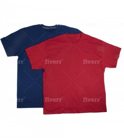 Undershirts Men's 2-Pack Short Sleeve Crewneck Cotton T-Shirt - Dark Navy/Red - C219CM3TTW8 $12.16